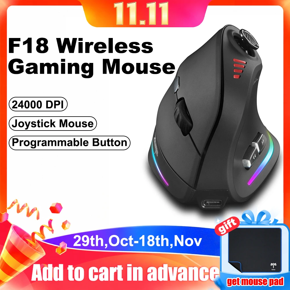 ZELOTES F18 인체공학 마우스, 2.4GHz/블루투스 무선 수직 마우스